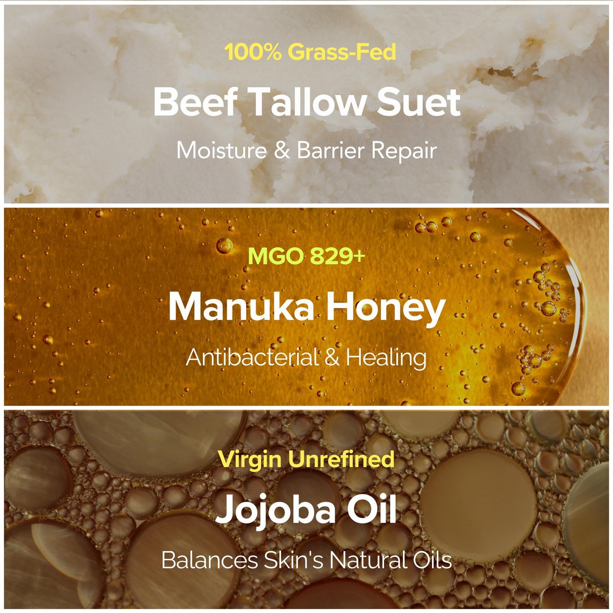 Cinder Brands 100% Grass-Fed Suet Beef Tallow and Manuka Honey Balm - Natural Moisturizer Cream with Vitamin E Oil for Face & Body, Eczema Relief for Dry Skin, Pure Tallow Face Moisturizer for Sensitive Skin (4 Fl Oz) Avelisse