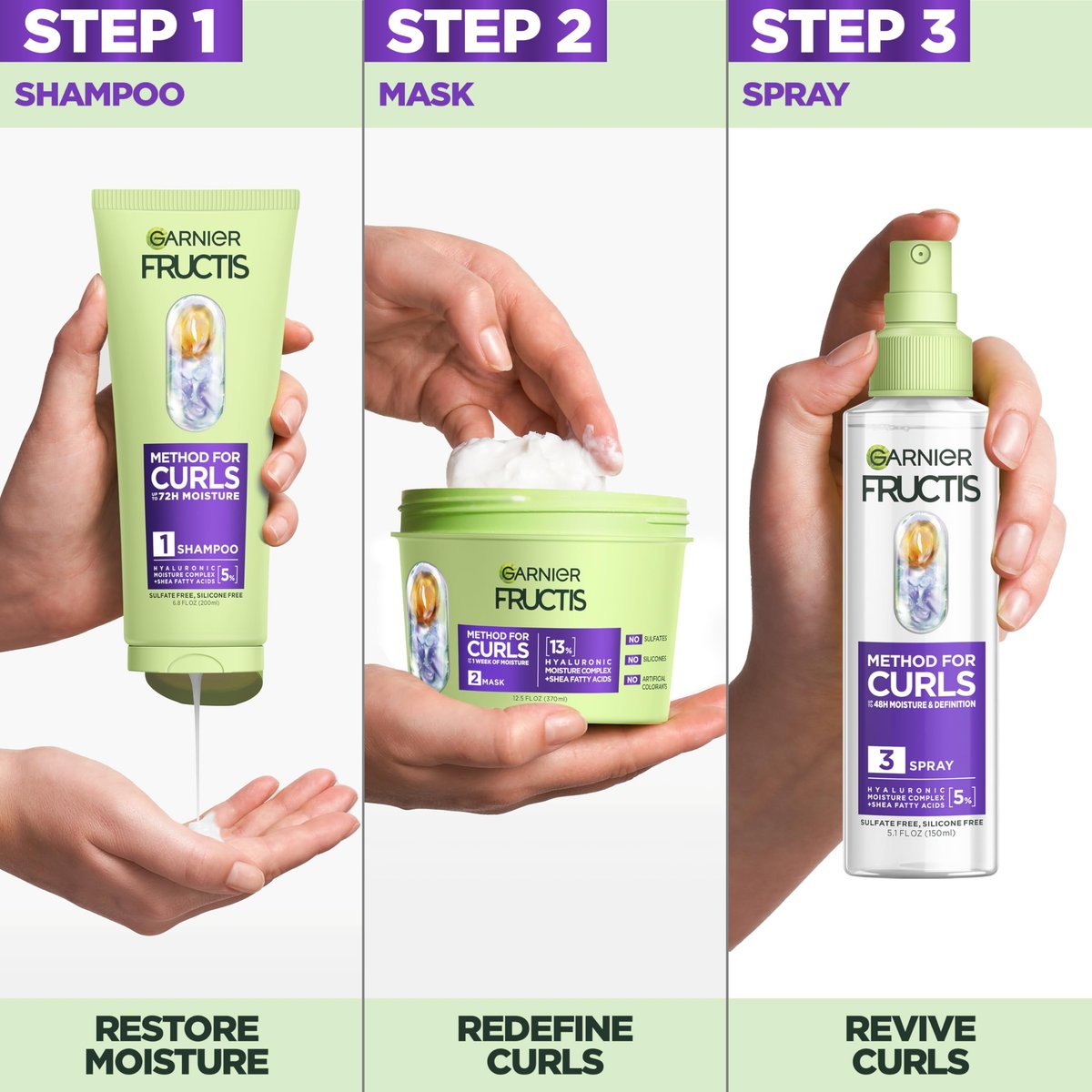 Garnier Fructis Method for Curls Moisture Filling Hair Mask for Curly Hair with Hyaluronic Moisture Complex, 12.5 fl oz Avelisse