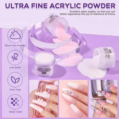 Beginners Nail Kit Acrylic Set: Professional Ultra-fine Acrylic Powder Kit with Everything - Starter Set with 600 Nail Tips, Glitter Powder, Nail Glue & Remover - Nail Art Supplies for DIY Home Salon Avelisse