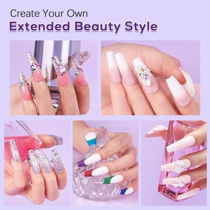 Beginners Nail Kit Acrylic Set: Professional Ultra-fine Acrylic Powder Kit with Everything - Starter Set with 600 Nail Tips, Glitter Powder, Nail Glue & Remover - Nail Art Supplies for DIY Home Salon Avelisse