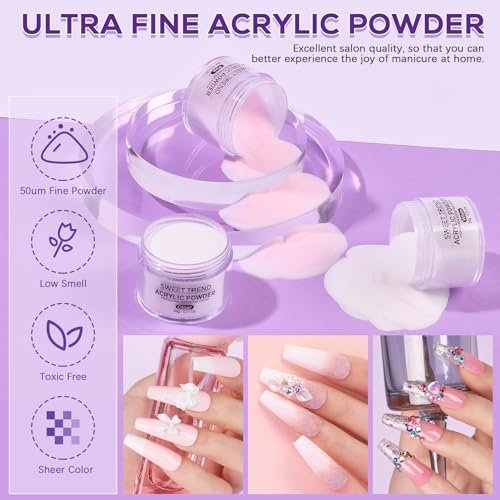 Beginners Nail Kit Acrylic Set: Professional Ultra-fine Acrylic Powder Kit with Everything - Starter Set with 600 Nail Tips, Glitter Powder, Nail Glue & Remover - Nail Art Supplies for DIY Home Salon Avelisse