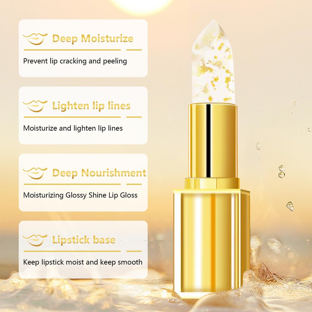 EOIRULA 2-Pack Transferproof Color Changing Lipstick - Gold Foil Moisturizing Lip Gloss with Deep Nourishment Avelisse