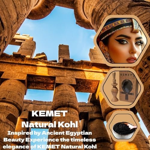 HARRAZ Kemet 100% Natural Egyptian Eyeliner Powder - Handmade Black Kohl with Pharaoh Packaging, 0.2 oz Avelisse