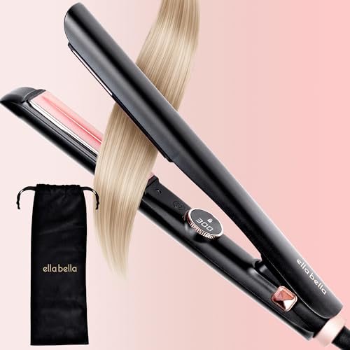 ELLA BELLA® Slimline Hair Straightener with Infrared Technology | 2-in-1 Straightening & Curling | 10 Temp Settings | Portable Design Avelisse