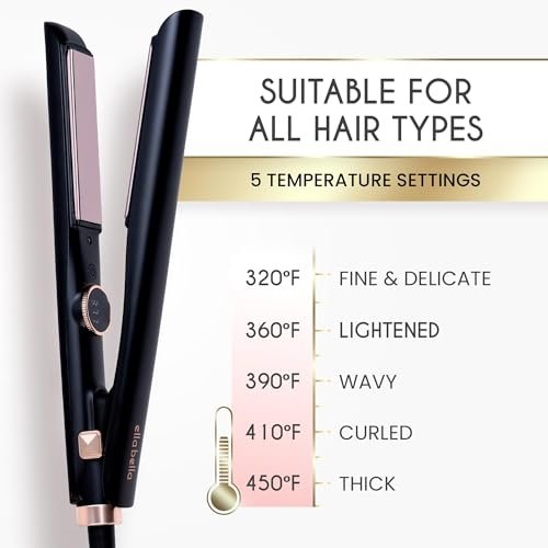 ELLA BELLA® Slimline Hair Straightener with Infrared Technology | 2-in-1 Straightening & Curling | 10 Temp Settings | Portable Design Avelisse