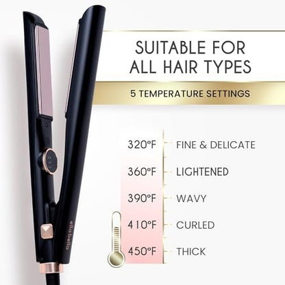 ELLA BELLA® Slimline Hair Straightener with Infrared Technology | 2-in-1 Straightening & Curling | 10 Temp Settings | Portable Design Avelisse