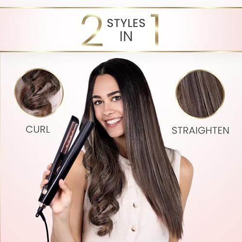 ELLA BELLA® Slimline Hair Straightener with Infrared Technology | 2-in-1 Straightening & Curling | 10 Temp Settings | Portable Design Avelisse