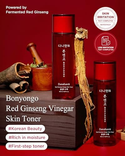 DANAHAN Bonyongo Red Ginseng Vinegar Toner – Rich Essence Toner for Dry & Mature Skin | 6-Year Fermented Ginseng for Anti-Aging & pH Balance | Korean Hanbang Skincare, 5.07 fl oz Avelisse