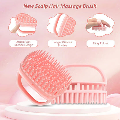 DUAIU Hair Oil Applicator with Continuous Spray Bottle & Scalp Massager – Silicone Root Comb, Shampoo Brush & Mister for Hair Dye & Care (Pink)