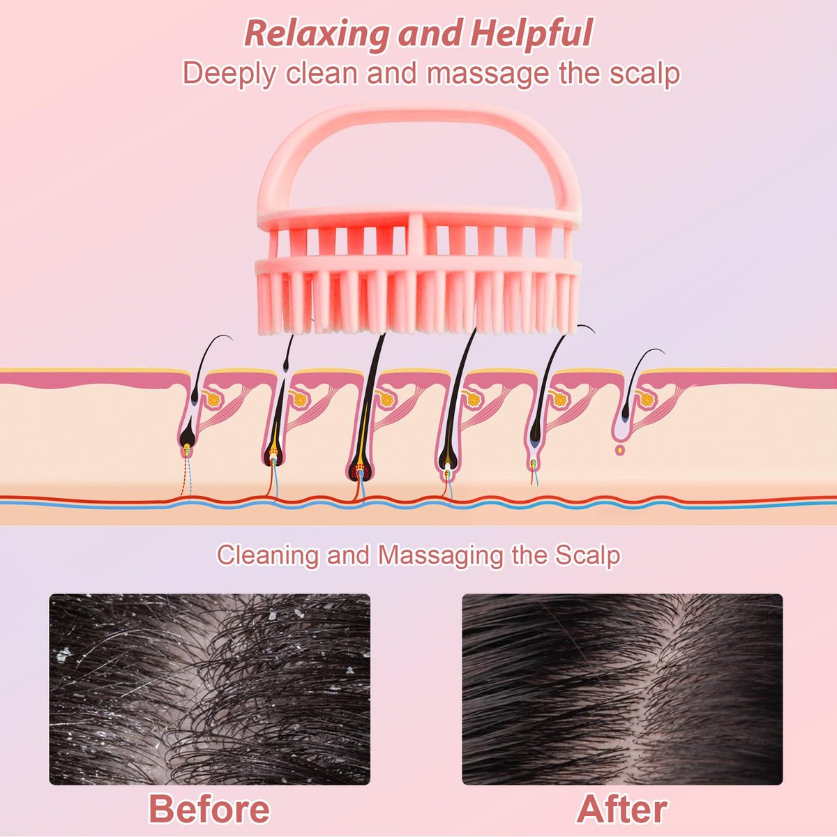 DUAIU Hair Oil Applicator with Continuous Spray Bottle & Scalp Massager – Silicone Root Comb, Shampoo Brush & Mister for Hair Dye & Care (Pink) - görsel 8