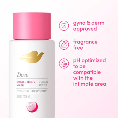 Dove Intimate Wash for Women - Gynecologist Tested Unscented Hydrating pH Optimized Feminine Wash For Sensitive Skin, 8 oz