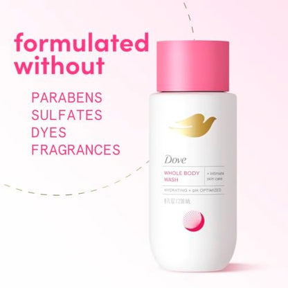 Dove Intimate Wash for Women - Gynecologist Tested Unscented Hydrating pH Optimized Feminine Wash For Sensitive Skin, 8 oz