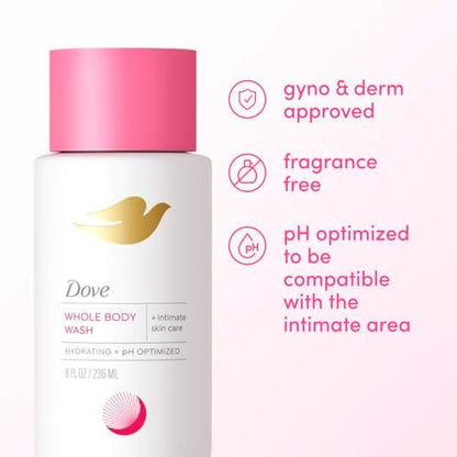 Dove Intimate Wash for Women - Gynecologist Tested Unscented Hydrating pH Optimized Feminine Wash For Sensitive Skin, 8 oz