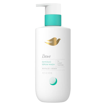 Dove Glycolic Serum Body Wash for Women - Skin Renewal, Hydration & Odor Control, Fresh Water Lily Scent, 14.2 oz