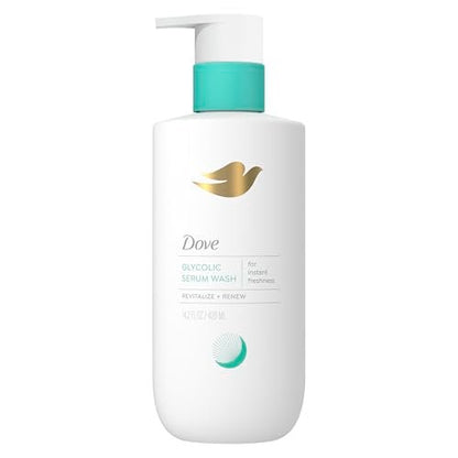 Dove Glycolic Serum Body Wash for Women - Skin Renewal, Hydration & Odor Control, Fresh Water Lily Scent, 14.2 oz