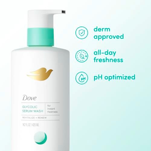 Dove Glycolic Serum Body Wash for Women - Skin Renewal, Hydration & Odor Control, Fresh Water Lily Scent, 14.2 oz - görsel 10