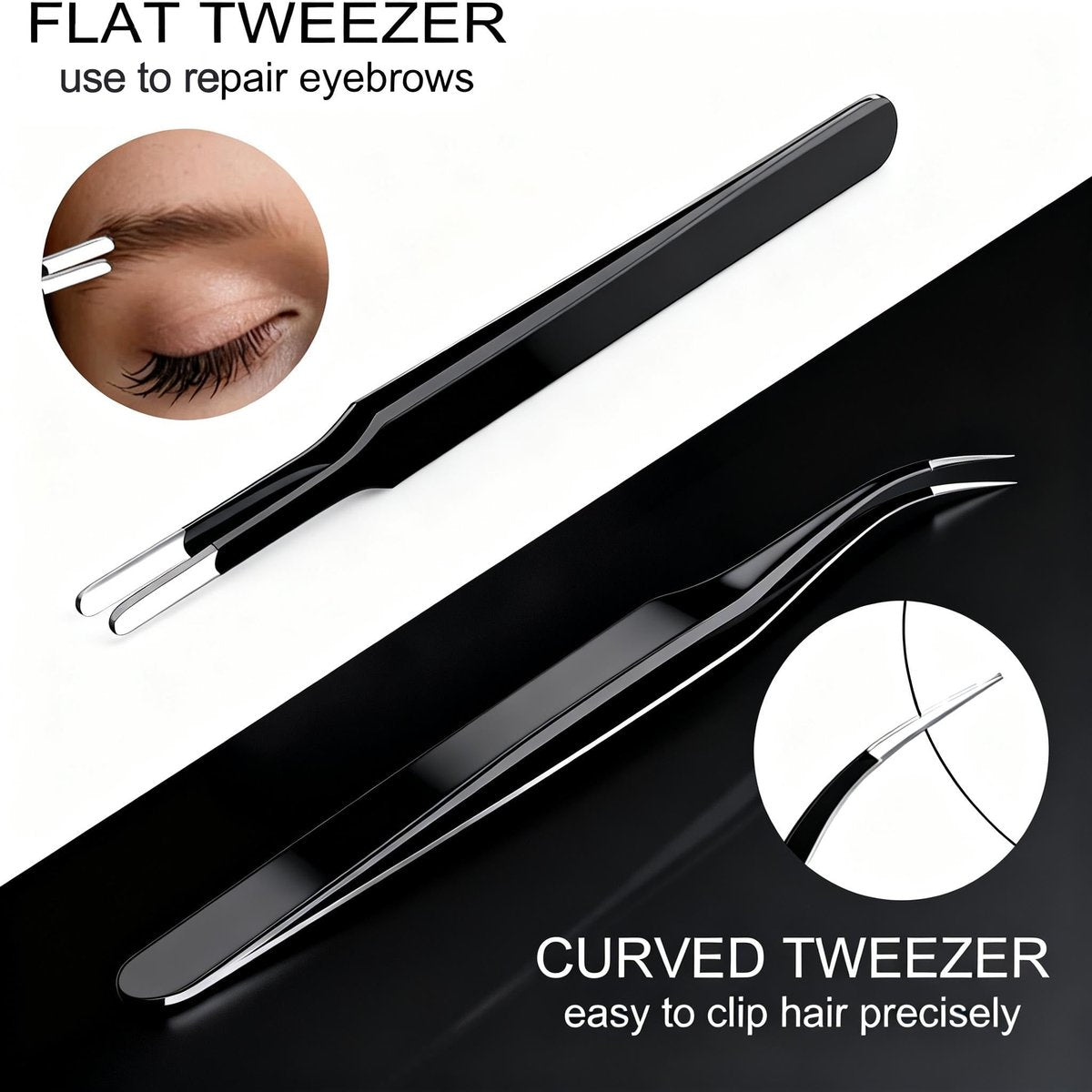 G.CATACC Precision Tweezers Set - 4-Pack Curved & Pointed Tweezers for Eyelash Extension, Blackheads, Facial Hair, Ingrown Hair Removal, Electronics, Soldering, Jewelry - with Case Avelisse