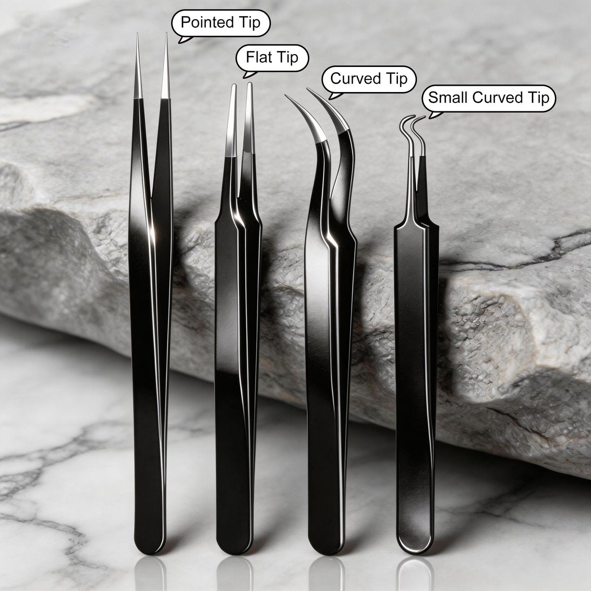 G.CATACC Precision Tweezers Set - 4-Pack Curved & Pointed Tweezers for Eyelash Extension, Blackheads, Facial Hair, Ingrown Hair Removal, Electronics, Soldering, Jewelry - with Case Avelisse