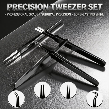 G.CATACC Precision Tweezers Set - 4-Pack Curved & Pointed Tweezers for Eyelash Extension, Blackheads, Facial Hair, Ingrown Hair Removal, Electronics, Soldering, Jewelry - with Case Avelisse