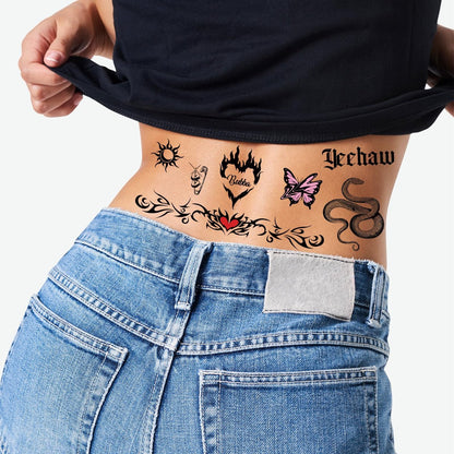 Qpout No Regrets Temporary Tattoo - 4 Sheets Barbed Wire Neck Tattoos for Halloween Party Costume Ball Cosplay Supplies