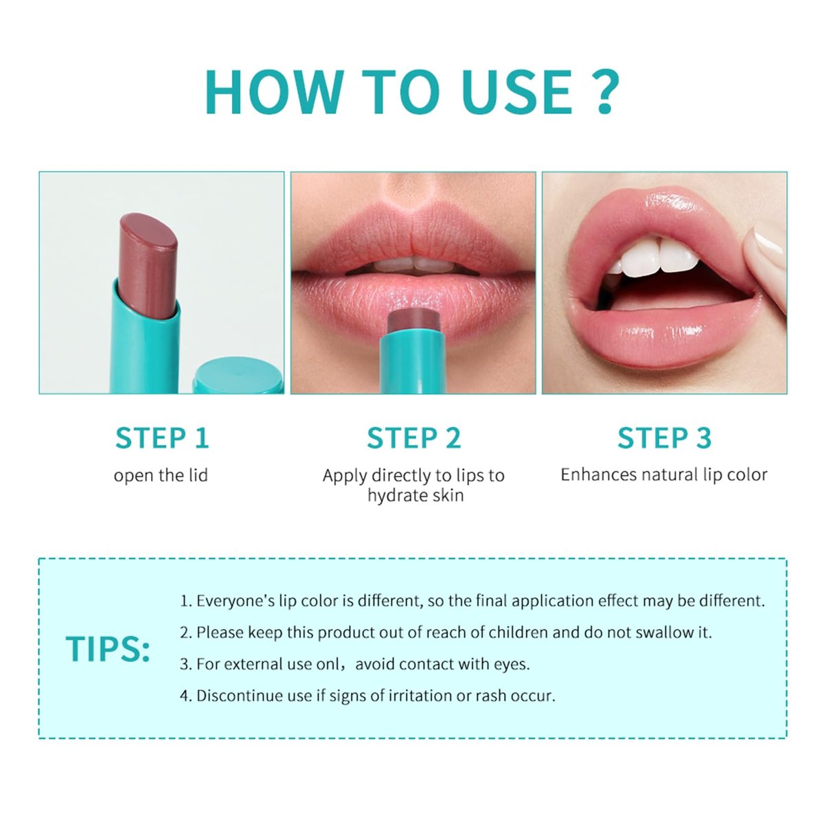 Loobexery 4-Piece Hydrating Lip Tint Set - Moisturizing Tinted Lip Balm with Vitamin E, Long-Lasting Waterproof Lip Gloss, Non-Stick Cup Lip Stain (01#) Avelisse
