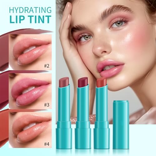 Loobexery 4-Piece Hydrating Lip Tint Set - Moisturizing Tinted Lip Balm with Vitamin E, Long-Lasting Waterproof Lip Gloss, Non-Stick Cup Lip Stain (01#) Avelisse