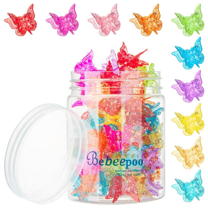 BEBEEPOO Glitter Mini Butterfly Hair Claw Clips - 50 Pack, 10 Assorted Colors, Small Tiny Clips for Girls and Women, 90s Y2K Cute Hair Accessories