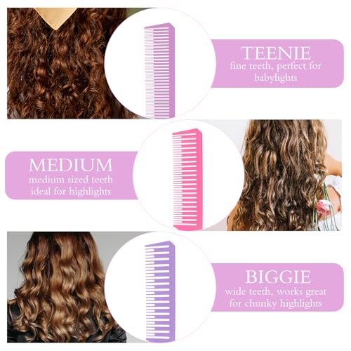 3 Pieces Foiling Comb for Highlighting - Colorful Rat Tail Combs with Metal Steel Pin for Salon, Barbershop, Home Use - görsel 6