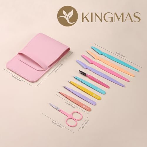 KINGMAS 10-Piece Tweezers Set for Women: Precision Eyebrow Tweezers with Curved Scissor, Razor, and Travel Case - görsel 16