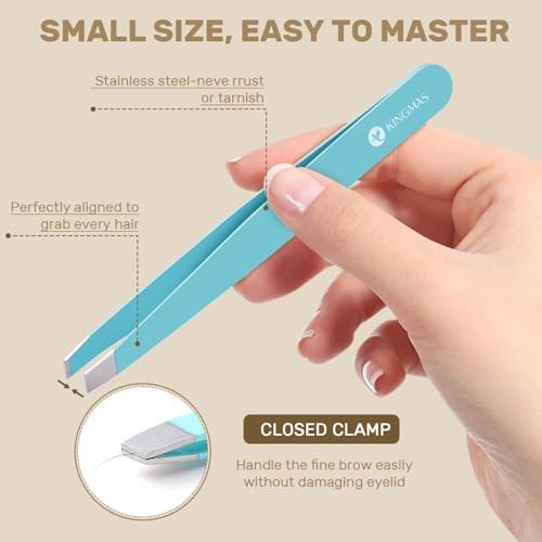 KINGMAS 10-Piece Tweezers Set for Women: Precision Eyebrow Tweezers with Curved Scissor, Razor, and Travel Case - görsel 6