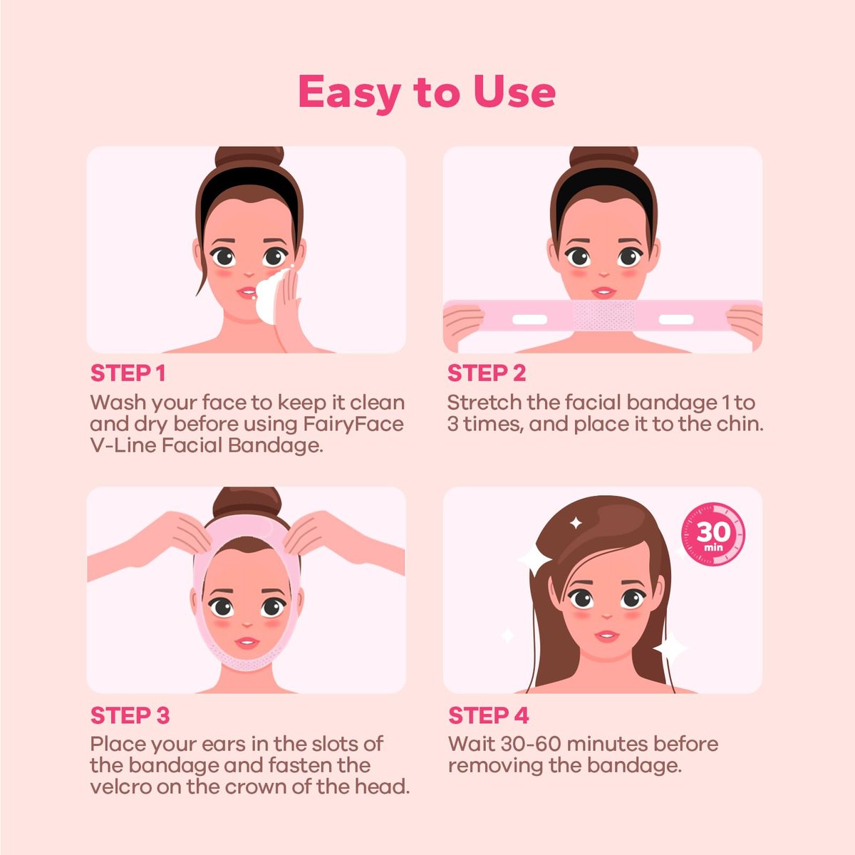 FairyFace V-Face Slimming Strap - Reusable Chin Strap for Sleeping, V Line Lifting Mask, Double Chin Reducer - görsel 13