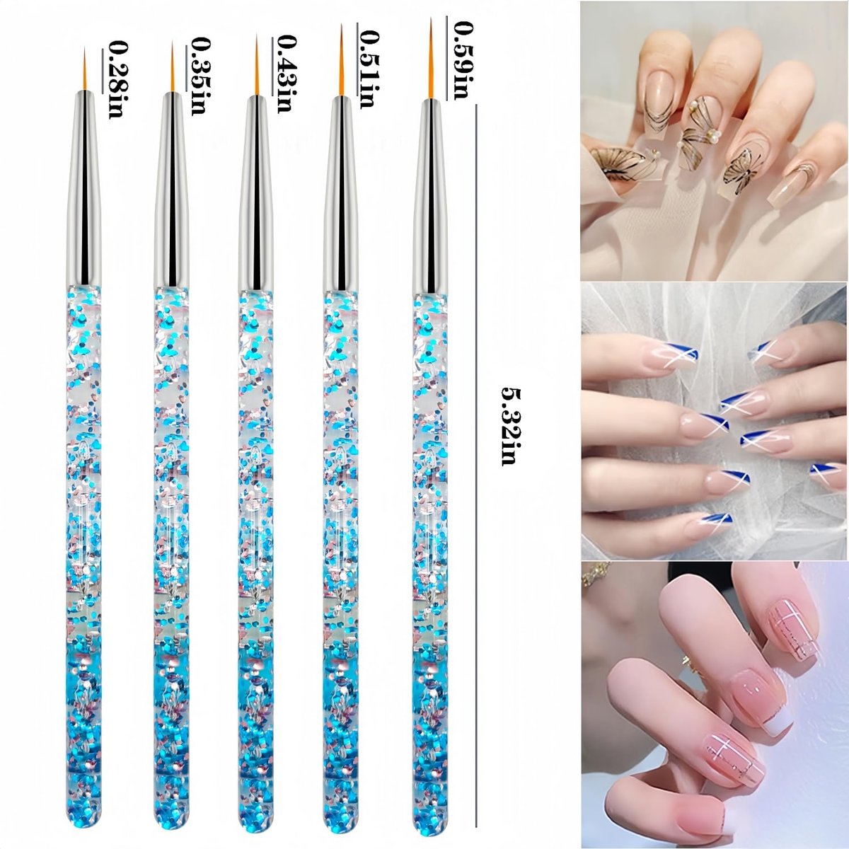 HomTop Nail Art Tool Set - 5 Dotting Tools & 5 Nail Liner Brushes for Salon, Professionals & Beginners - görsel 5