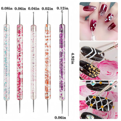HomTop Nail Art Tool Set - 5 Dotting Tools & 5 Nail Liner Brushes for Salon, Professionals & Beginners