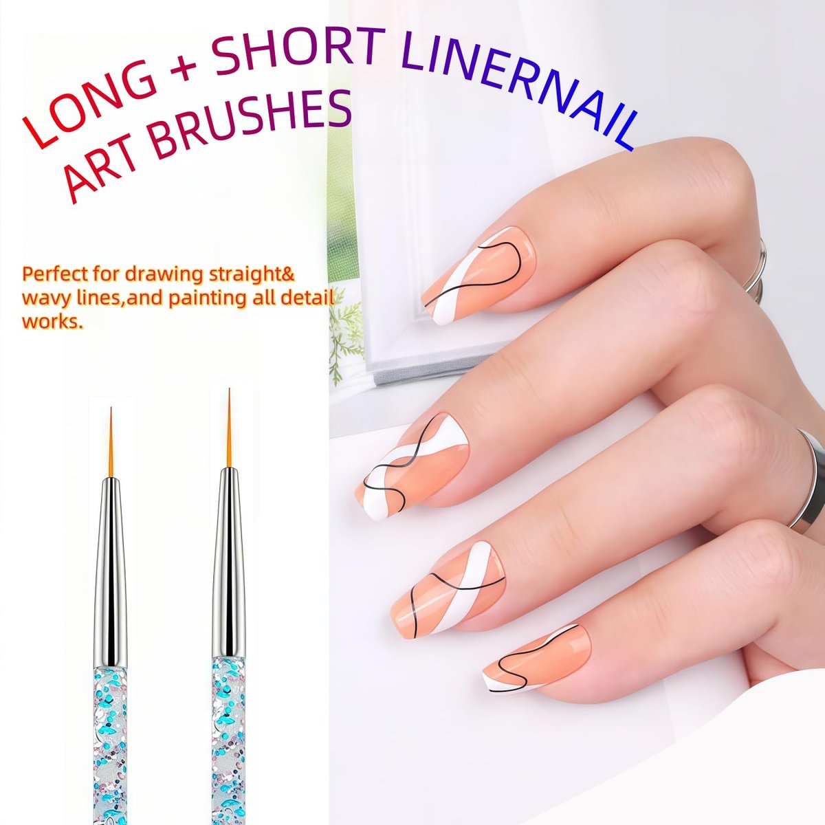 HomTop Nail Art Tool Set - 5 Dotting Tools & 5 Nail Liner Brushes for Salon, Professionals & Beginners - görsel 9