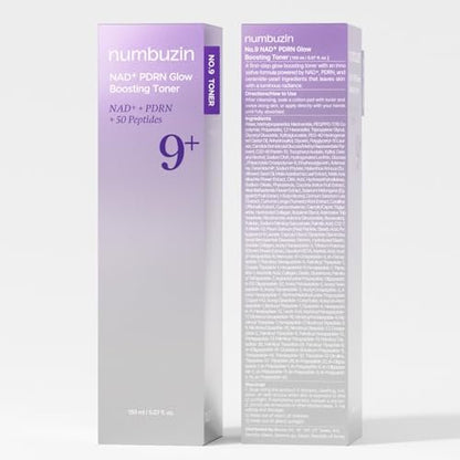 numbuzin No.9 NAD+ Salmon PDRN Glow Boosting Toner - Hydrating & Firming Korean Toner for Wrinkles, Fine Lines & Dull Skin, Peptides & Salmon PDRN for Radiance, 5.07 fl oz Avelisse