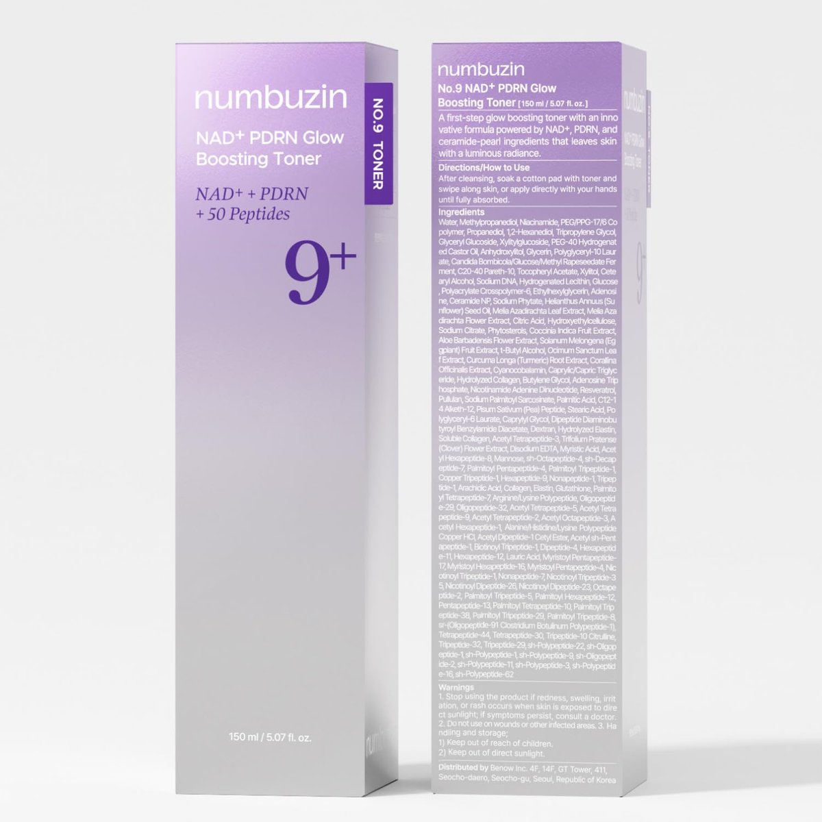 numbuzin No.9 NAD+ Salmon PDRN Glow Boosting Toner - Hydrating & Firming Korean Toner for Wrinkles, Fine Lines & Dull Skin, Peptides & Salmon PDRN for Radiance, 5.07 fl oz Avelisse
