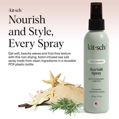 Kitsch Sea Salt Spray for Natural Curls & Beach Waves | Rosemary, Biotin, Magnesium | Texturizing Hair Spray for Men and Women | 177 mL Avelisse