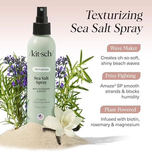 Kitsch Sea Salt Spray for Natural Curls & Beach Waves | Rosemary, Biotin, Magnesium | Texturizing Hair Spray for Men and Women | 177 mL Avelisse