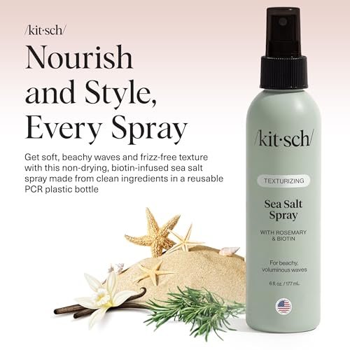 Kitsch Sea Salt Spray for Natural Curls & Beach Waves | Rosemary, Biotin, Magnesium | Texturizing Hair Spray for Men and Women | 177 mL Avelisse