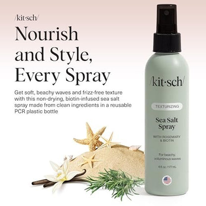 Kitsch Sea Salt Spray for Natural Curls & Beach Waves | Rosemary, Biotin, Magnesium | Texturizing Hair Spray for Men and Women | 177 mL Avelisse