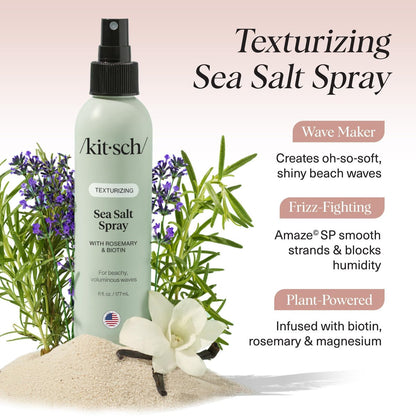 Kitsch Sea Salt Spray for Natural Curls & Beach Waves | Rosemary, Biotin, Magnesium | Texturizing Hair Spray for Men and Women | 177 mL Avelisse