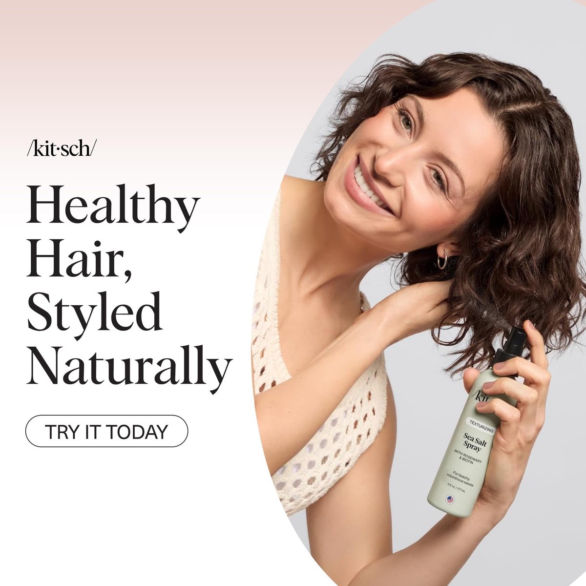 Kitsch Sea Salt Spray for Natural Curls & Beach Waves | Rosemary, Biotin, Magnesium | Texturizing Hair Spray for Men and Women | 177 mL Avelisse