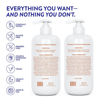 Routine Wellness Shampoo and Conditioner Set with Hair Serum for Thinning Hair - DHT Blocker for Women & Men - Color Safe Hair Loss Shampoo for Healthier Hair - Coconut & Vanilla Scent - 9.67 Fl Oz Each (3-Piece Set) Avelisse