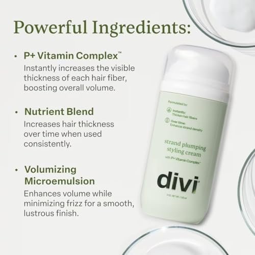 divi Strand Styling Cream – Hair Thickening Treatment for Fine Hair, Volumizing & Frizz Control (1 fl oz) Avelisse