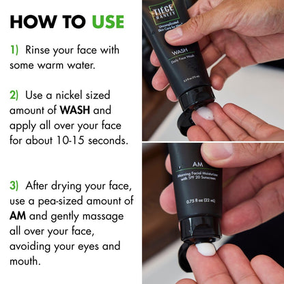 Tiege Hanley Basic Skin Care Set for Men: Hydrating Face Wash & Daily Moisturizer with SPF 20 Avelisse