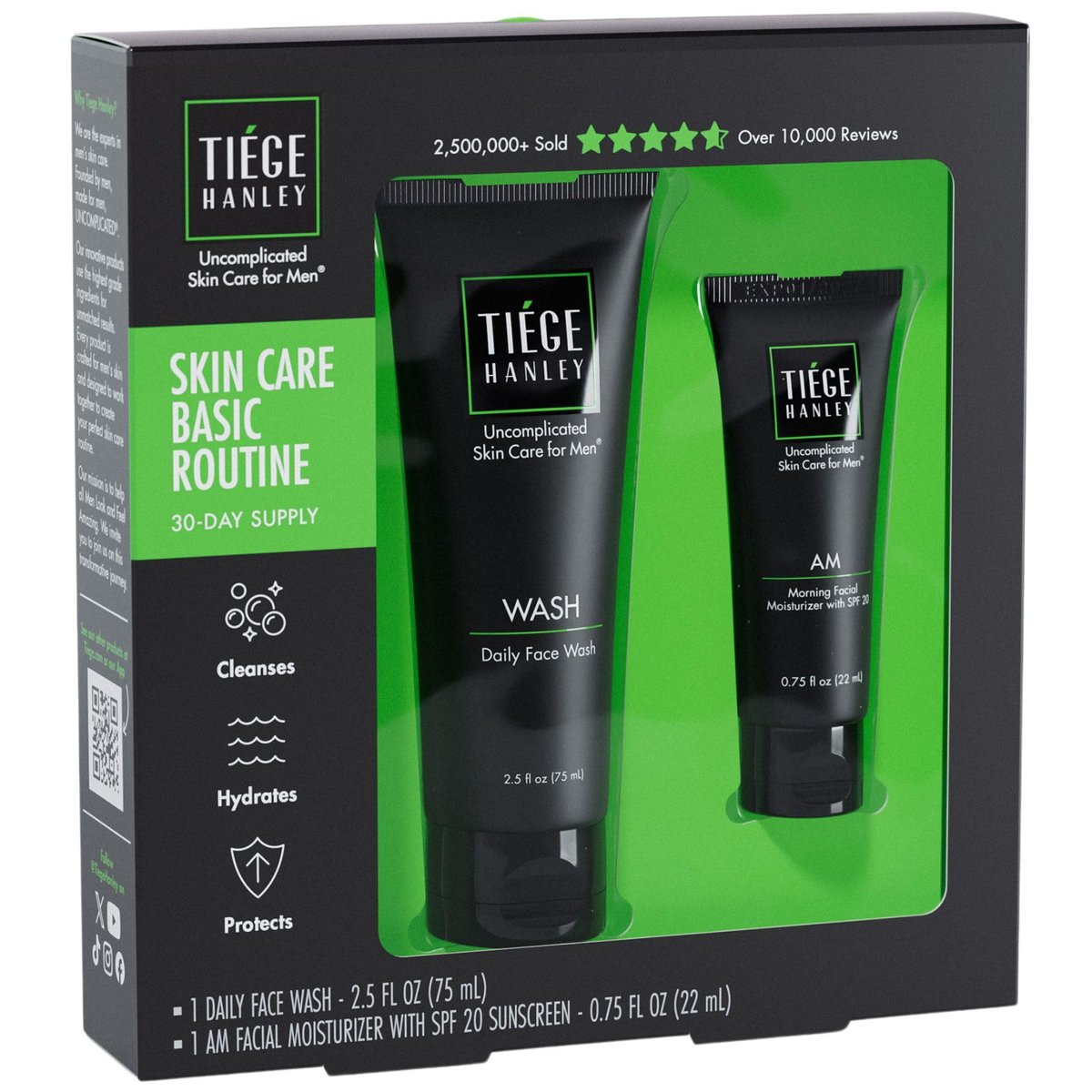 Tiege Hanley Basic Skin Care Set for Men: Hydrating Face Wash & Daily Moisturizer with SPF 20 Avelisse