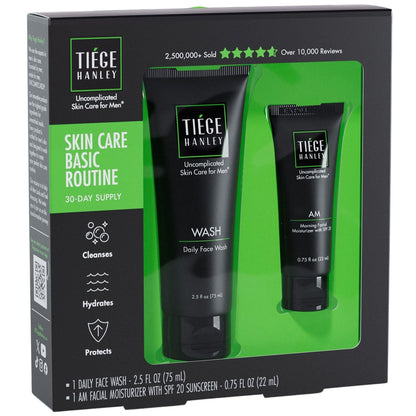 Tiege Hanley Basic Skin Care Set for Men: Hydrating Face Wash & Daily Moisturizer with SPF 20 Avelisse