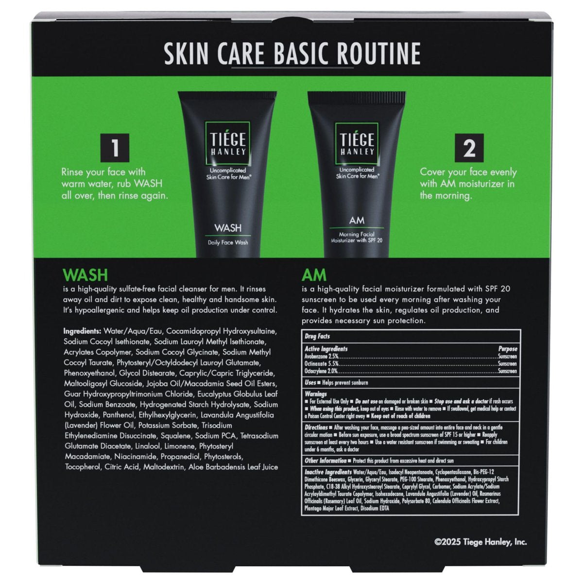 Tiege Hanley Basic Skin Care Set for Men: Hydrating Face Wash & Daily Moisturizer with SPF 20 Avelisse