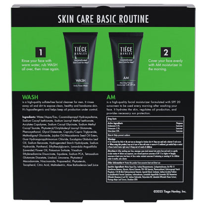 Tiege Hanley Basic Skin Care Set for Men: Hydrating Face Wash & Daily Moisturizer with SPF 20 Avelisse