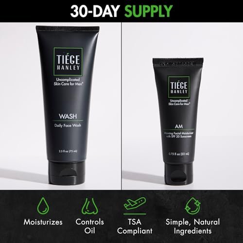 Tiege Hanley Basic Skin Care Set for Men: Hydrating Face Wash & Daily Moisturizer with SPF 20 Avelisse